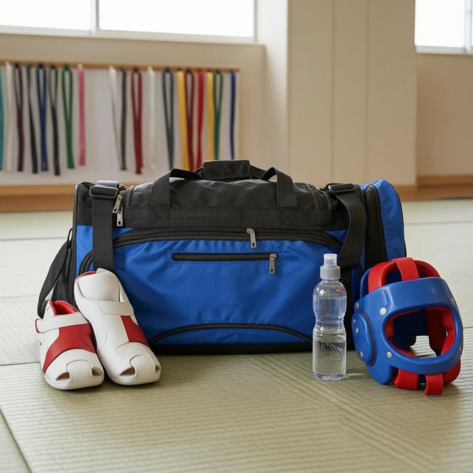 Baoblaze Borsa Sportiva Porta Attrezzatura Borsone Palestra Sacca Allenamento Zaino Equipaggiamento con Tracolla Regolabile E, Array, B款-Blu Senza Logo, 63 32 34cm