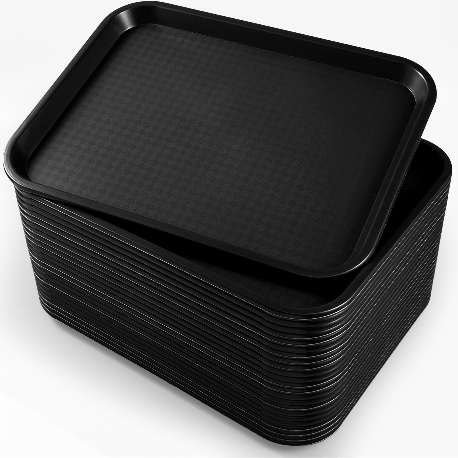 Menkxi 24 bandejas de plástico de comida rápida a granel para restaurante de 14 x 18 pulgadas, bandejas rectangulares de comida para cafetería, bandeja antideslizante para servir camarero, cocina,