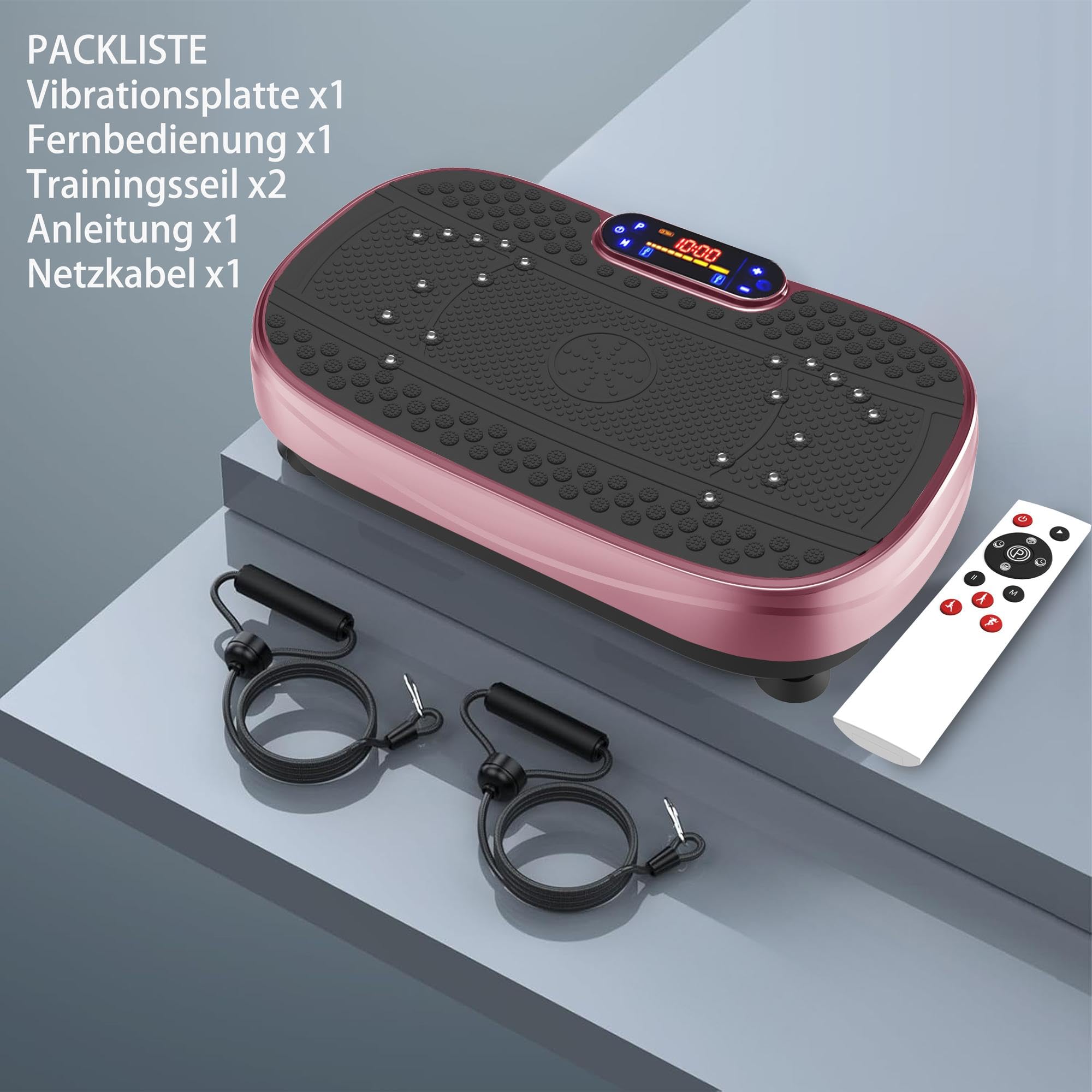 Plate-forme vibrante pour la maison - 120 vitesses et 5 modes intelligents - Avec 2 bandes de résistance et télécommande - Pour brûler les graisses - Musculation musculaire - Appareil compact de gym à