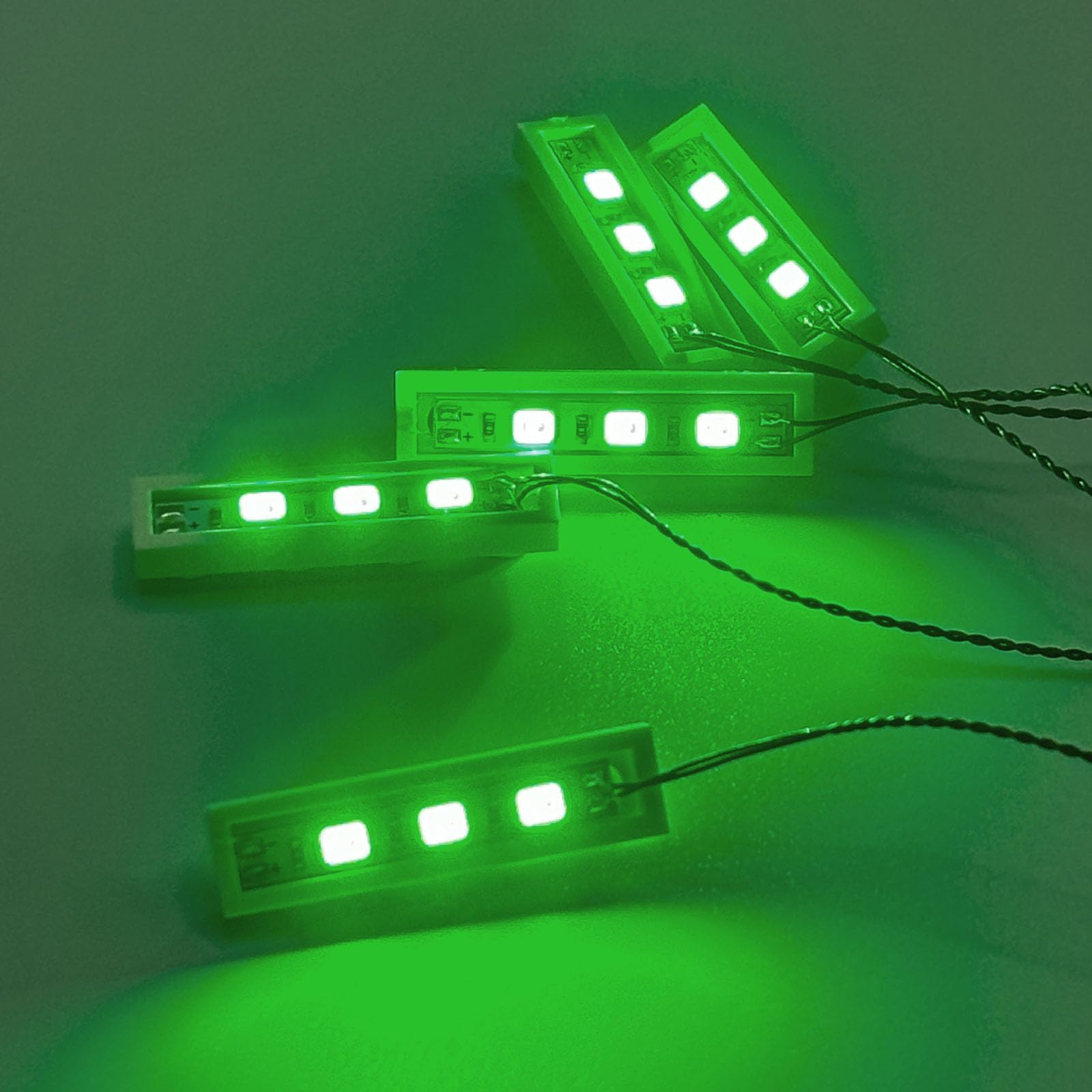 20pcs 1x4 DIY LED Light Kit, Compatible with Lego 3710 Bricks City DIY Module, Building Blocks Accessories (Green)