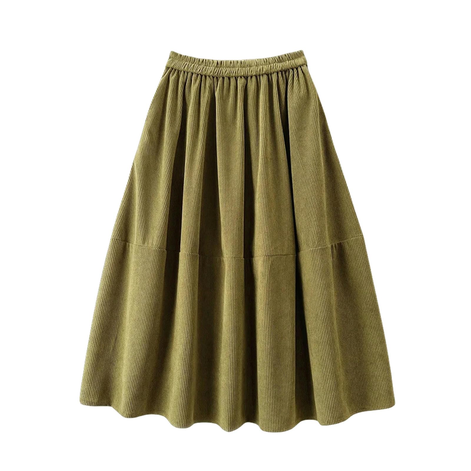 MdybF Gonna Lunga Donna Gonna Lunga Midi Velluto A Coste Femminile con Tasche alla Moda con Gonne Oscillanti A Pieghe in Alto Inverno Autunno Inverno-Verde-Taglia Unica