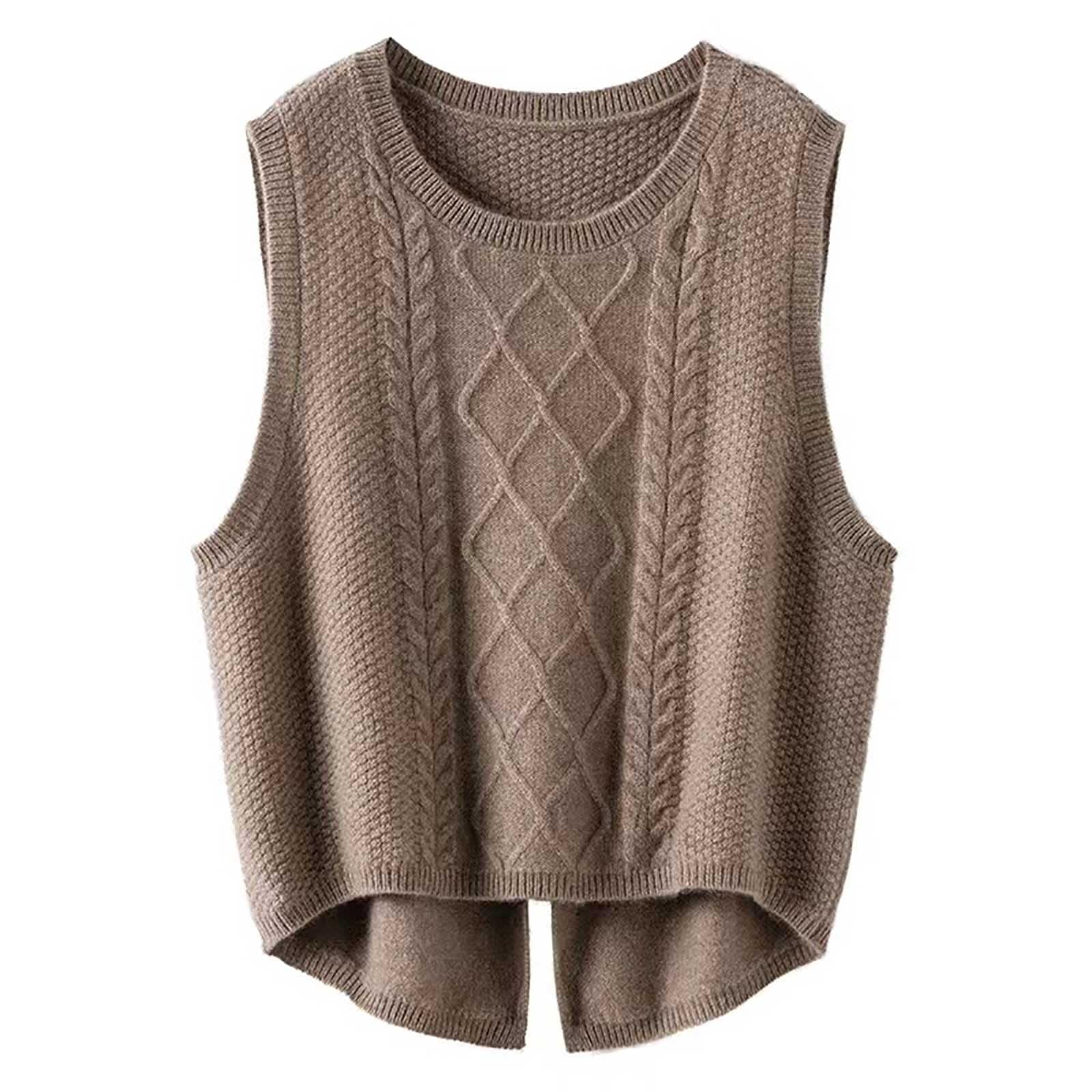 Achimlt Maglione Senza Maniche Gilet Donna Invernale, Girocollo Knitted Maglioni Donna Invernali Pullover Elegante Tinta Unita Smanicato Maglia Gilet