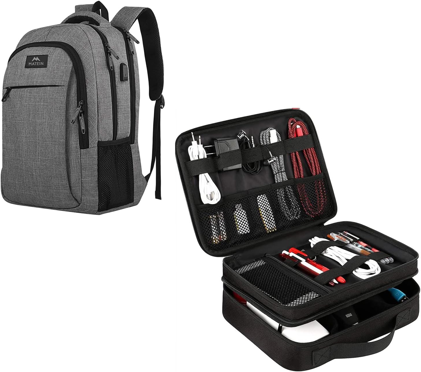 MATEIN Travel Laptop Backpack &Electronics Travel Organizer