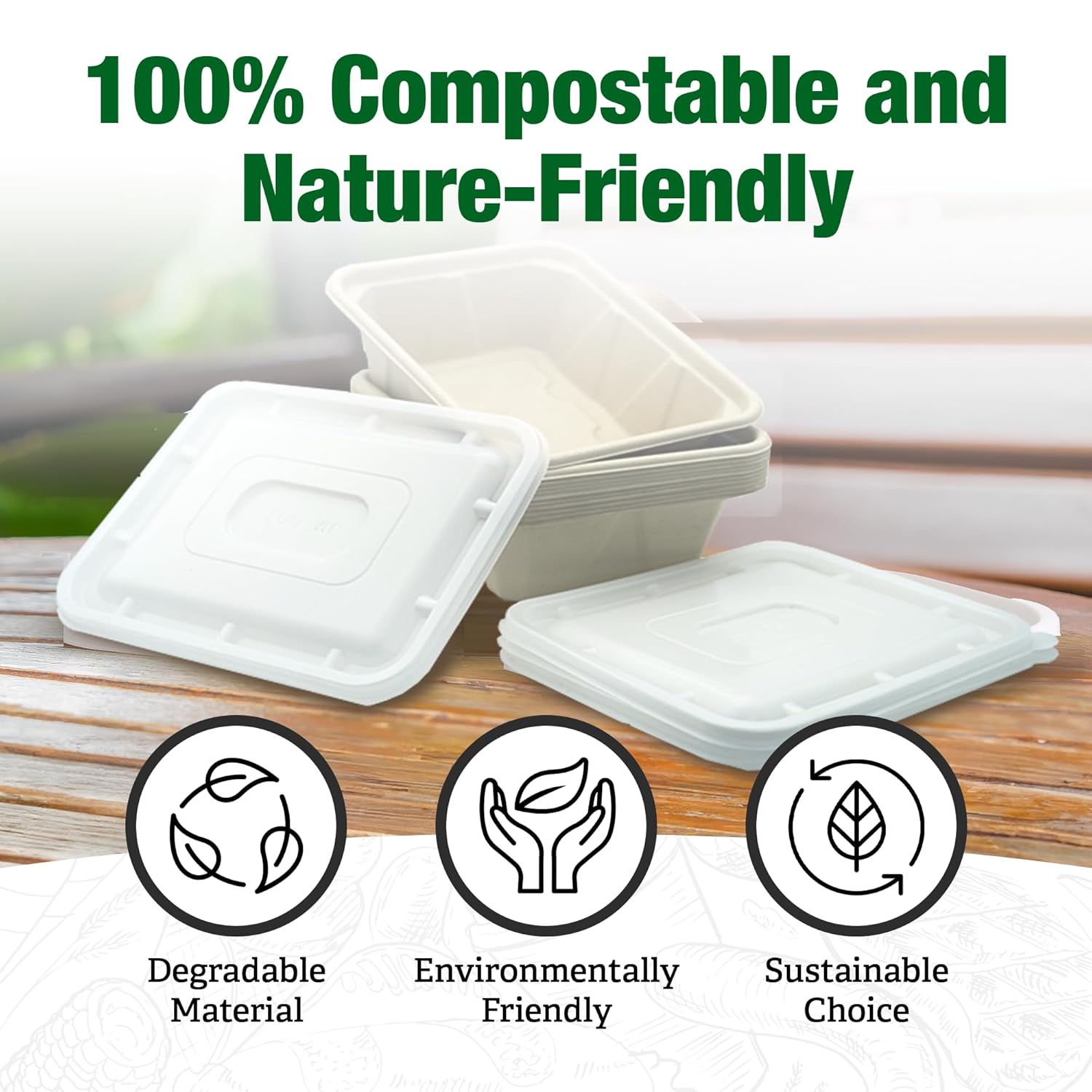 50 Pack 45 Oz Large Paper Bowls with Lids, Heavy Duty Compostable Paper Bowls for Party, Disposable Bowls Bulk Leakproof and Microwave Safe for Hot/Cold Use (45 OZ) - Image 5