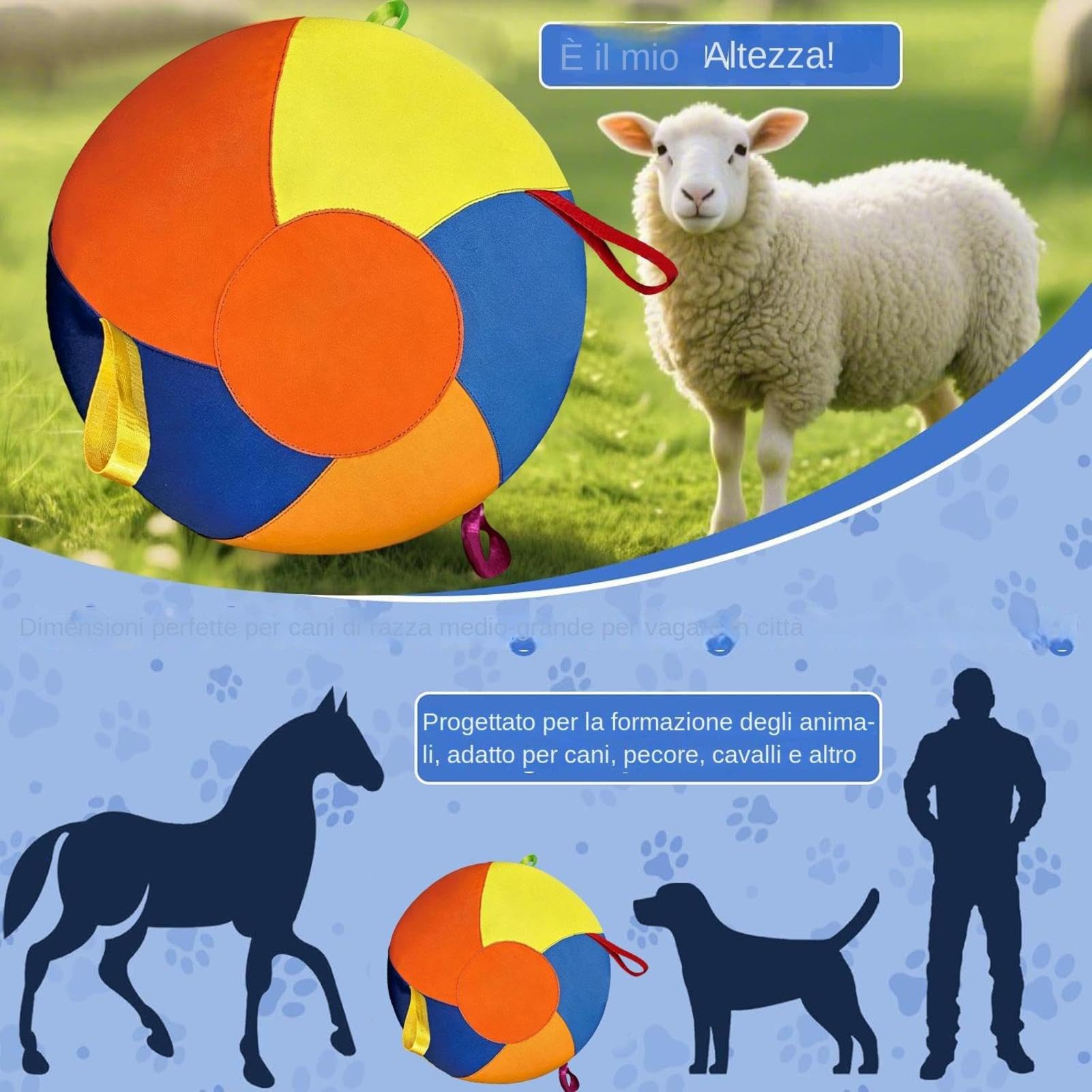 Palla Da Pastore Per Cani - Jolly Ball Da Addestramento Interattivo Da 50 Cm, Giocattolo Per Animali Con Rivestimento In PVC In Tessuto Di Poliestere | Forniture Per Animali Domestici In Movimento