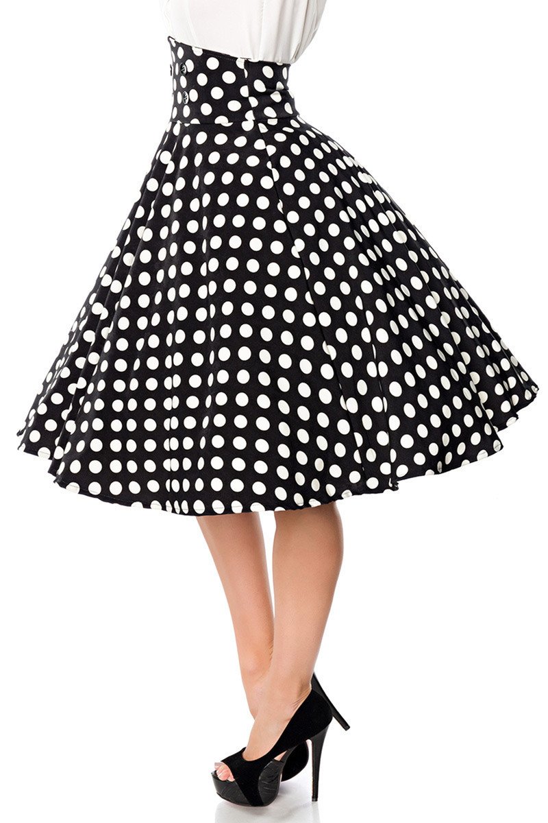 Belsira Tellerrock Frauen Mittellanger Rock schwarz Rockabilly
