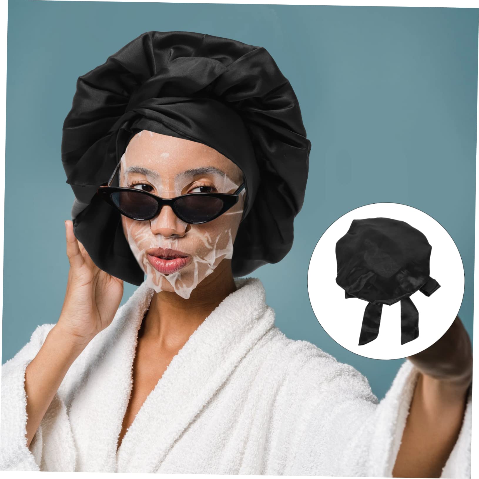 DOITOOL 4stücke Bowknot Satin Duschhaube Für Locken Wiederverwendbare Elastische Badekappe Mit Breitem Band Für Schlaf Dusche Und Haarpflege Für Damen Und Reisen