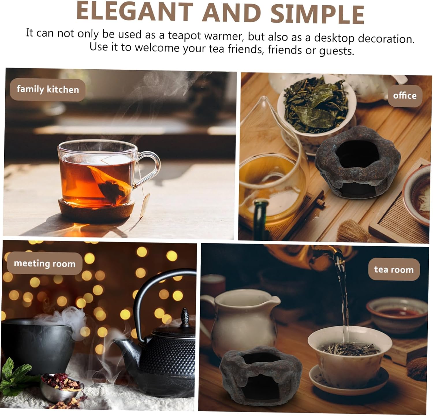 ABOOFAN Retro Tea Stove Holder Ceramic Teapot Warmer Candle Stand Non-Slip Base Teapot Candle Tea Pot Heater