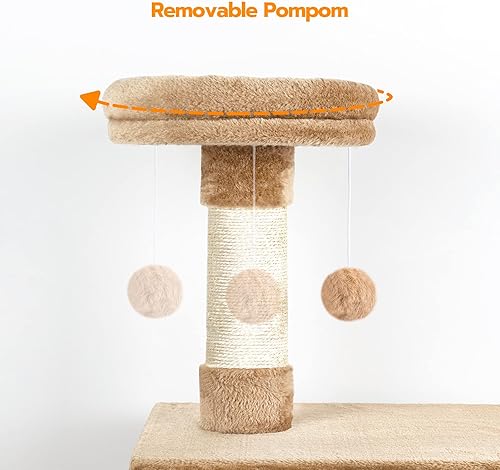 Miniatura 6 de HOOBRO Caja de arena con torre de árbol para gatos, baño oculto para gatos con poste rascador y percha de felpa suave, muebles de madera para gatos,