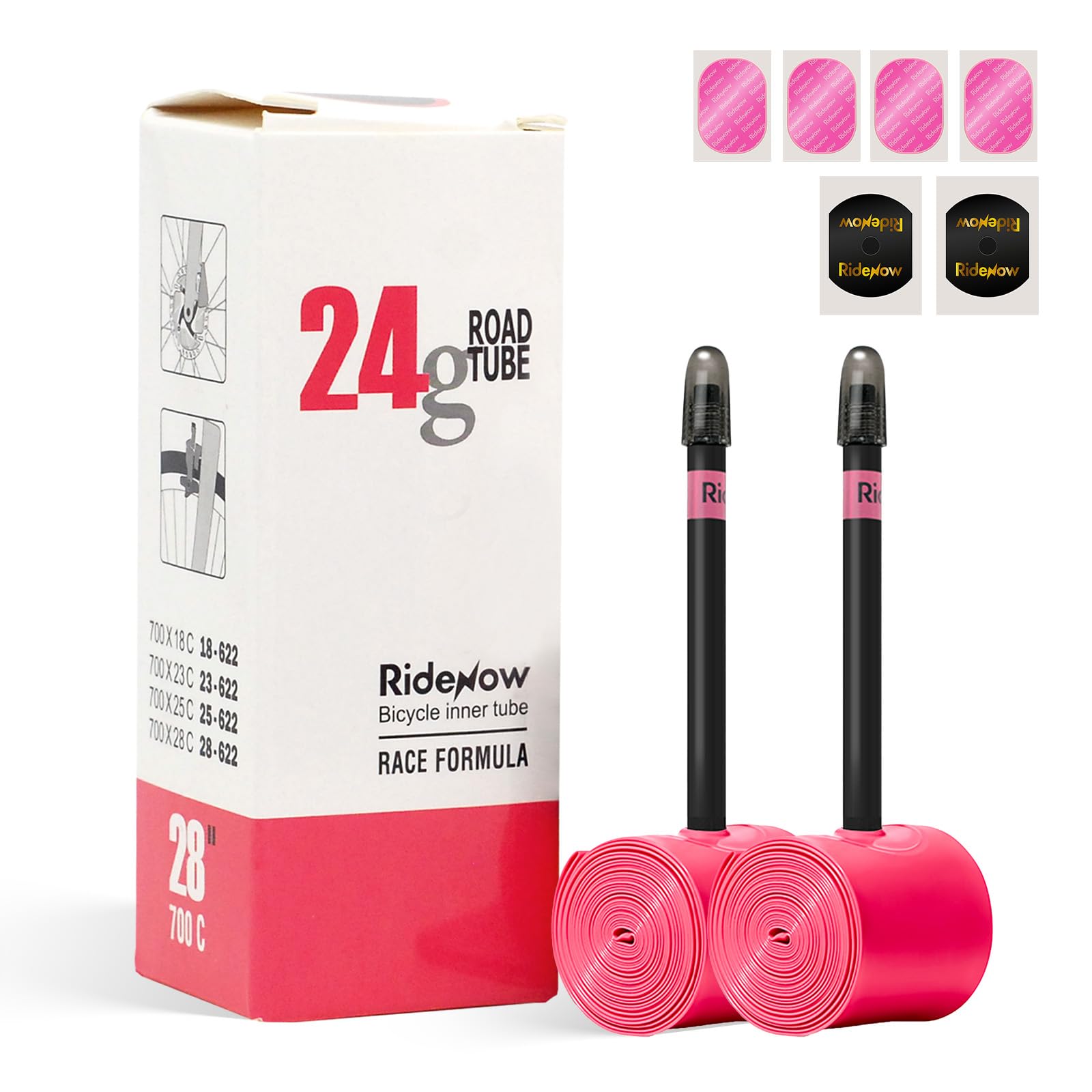 RideNow 24g 2-Pack TPU Inner Tube 700 x 18C-28C with 65mm Presta Valves