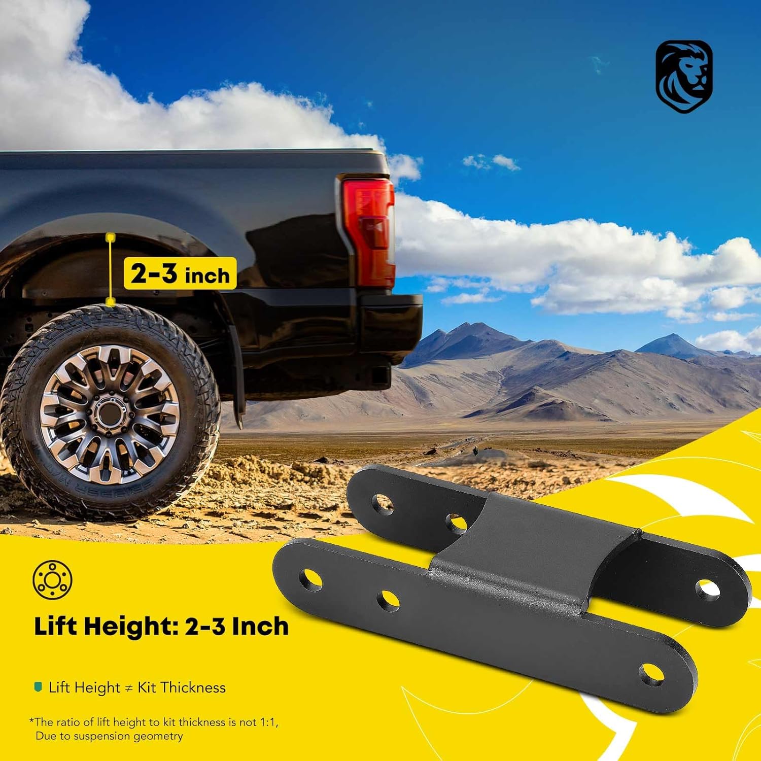 YHTAUTO 2-3 Inch Rear Leveling Lift Kit Fit Chevy Colorado 2004-2017 & GMC Canyon 2004-2012 2015-2020 | RWD/4WD | Lift Shackles Raise the Rear By 2-3 Inch | 2PCS Suspension Leveling Kit w/Hardware