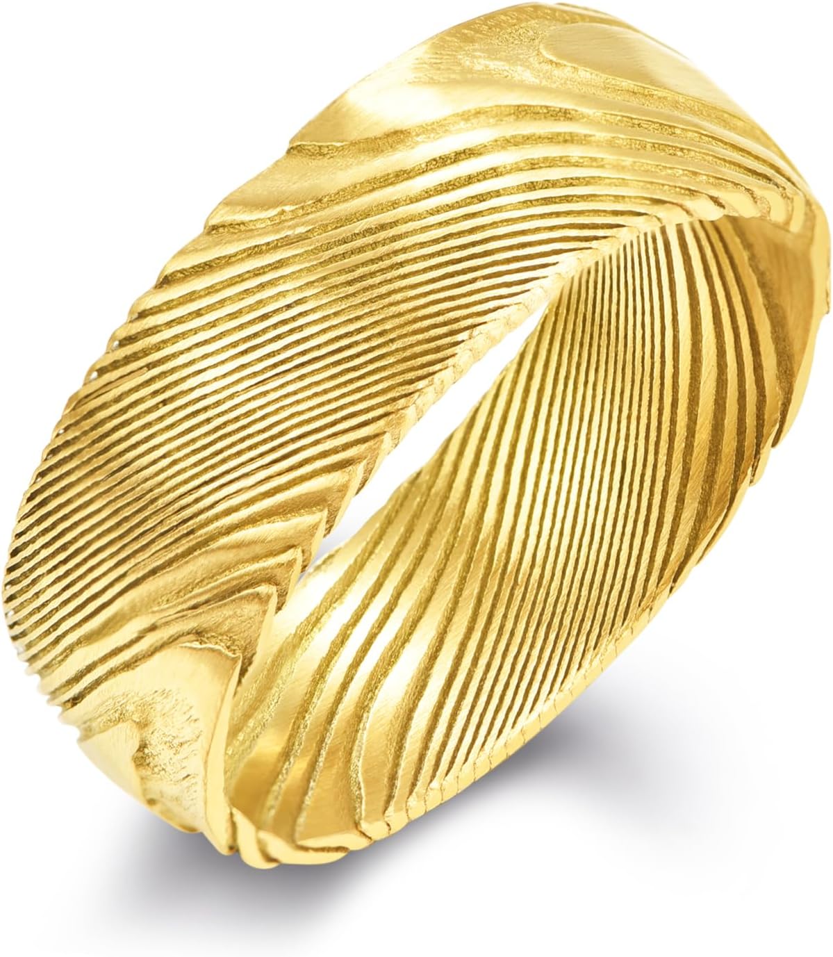 NUNCAD Damascus Ring 8mm Black/Gold/Silver Engagement Wedding Bands Jewelry Gifts for Boys Father's Day Size 7-12 - Image 2