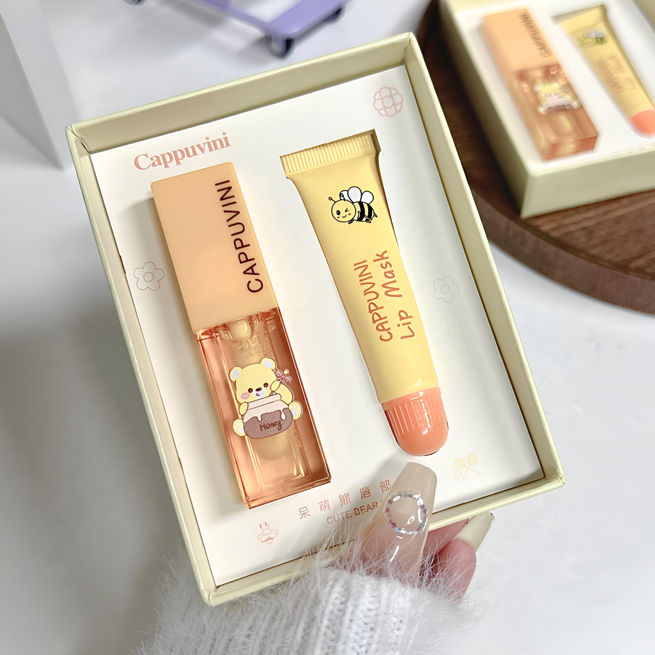 Buy CAPPUVINI Honey Lip Oil & Lip Mask Set | High Shine Glossy