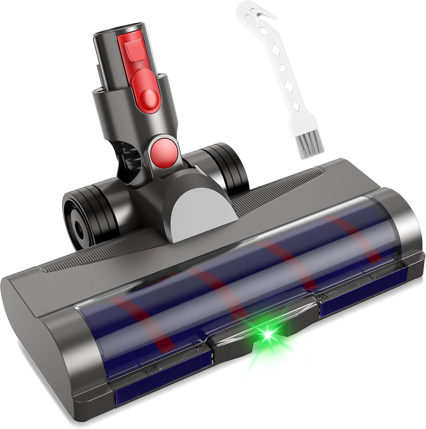 Brush Compatible with Dyson V7 V8 V10 V11 V15 V8 Slim Floor Brush with LED Lighting and Direct Drive Floor Nozzle with Anti-Hair Tangle Quiet Operation Easy to Assemble - Grey