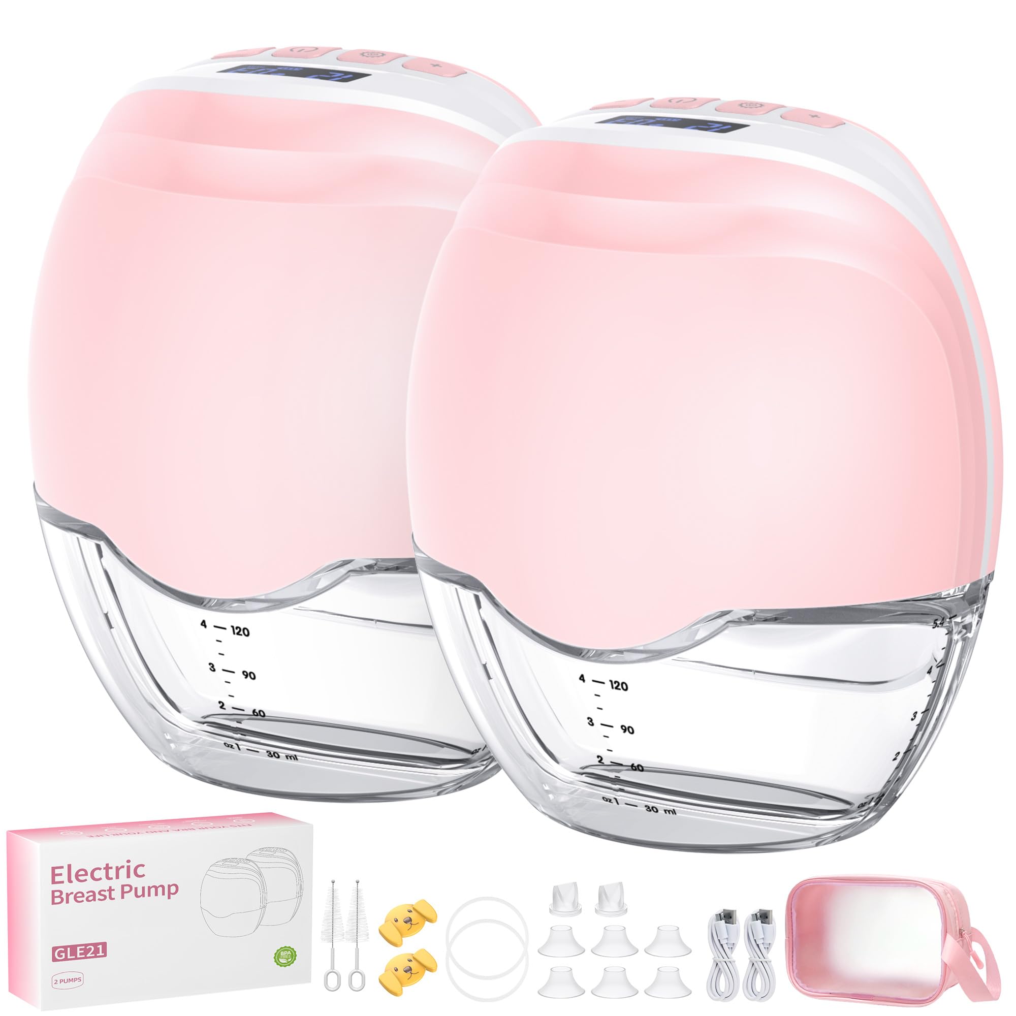 Tiralatte Elettrico Indossabile Portatile, Senza Fili e Silenzioso, Design Discreto Anti-Perdita, Senza BPA,3 Modalità e 12 Livelli, 2 Pezzi per Casa e Viaggio