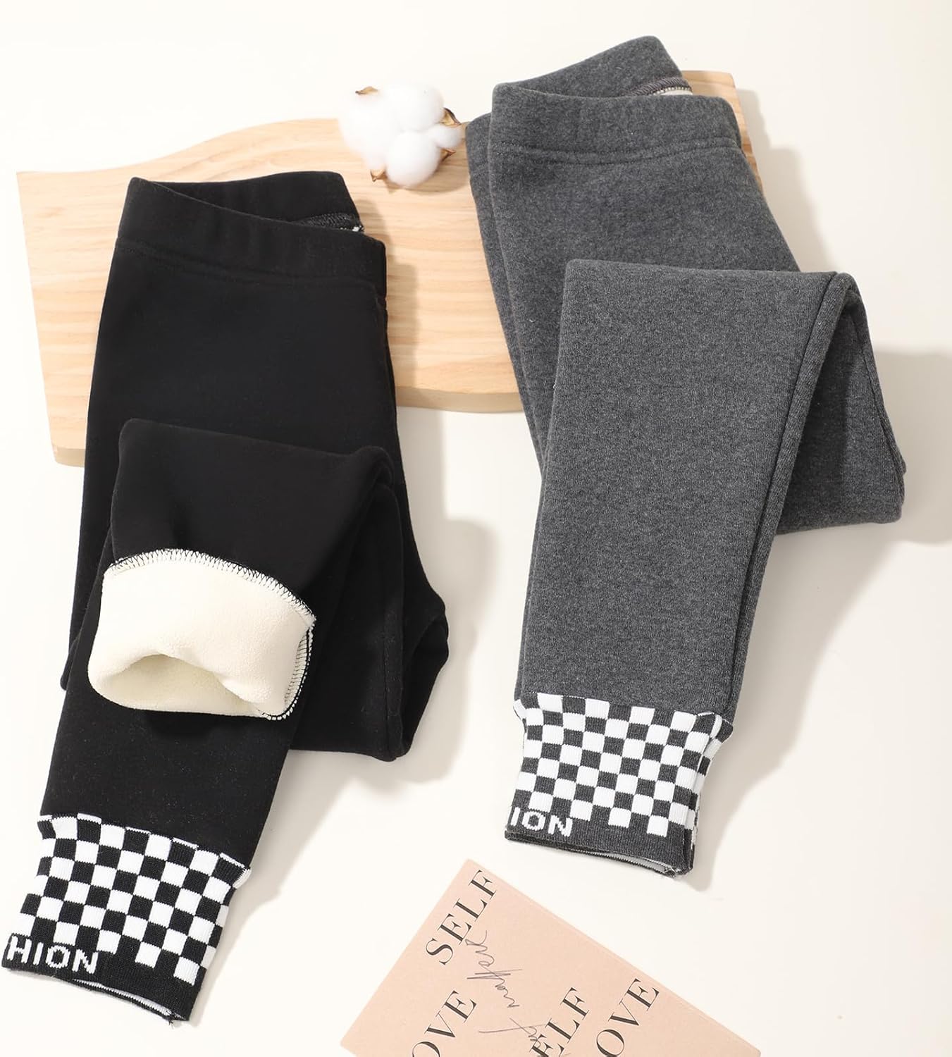 2 Pack Girls Fleece Lined Leggings Kids Cotton Winter Warm Leggings Girls Thick Thermal Stretchy Pants - Image 4