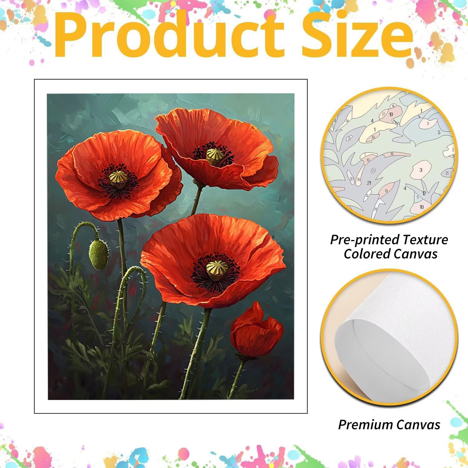 WEISHIWE Pavot Peinture Numero Adulte Kits, 80x100cm m-1066