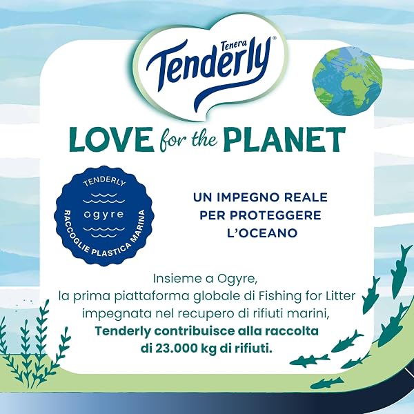 Tenderly Love for the Planet, 56 Rotoli di Carta Igienica (14 conf. da 4 rotoli), Cellulosa 100% Riciclata, Dermatologicamente Testato, Made in Italy - 3