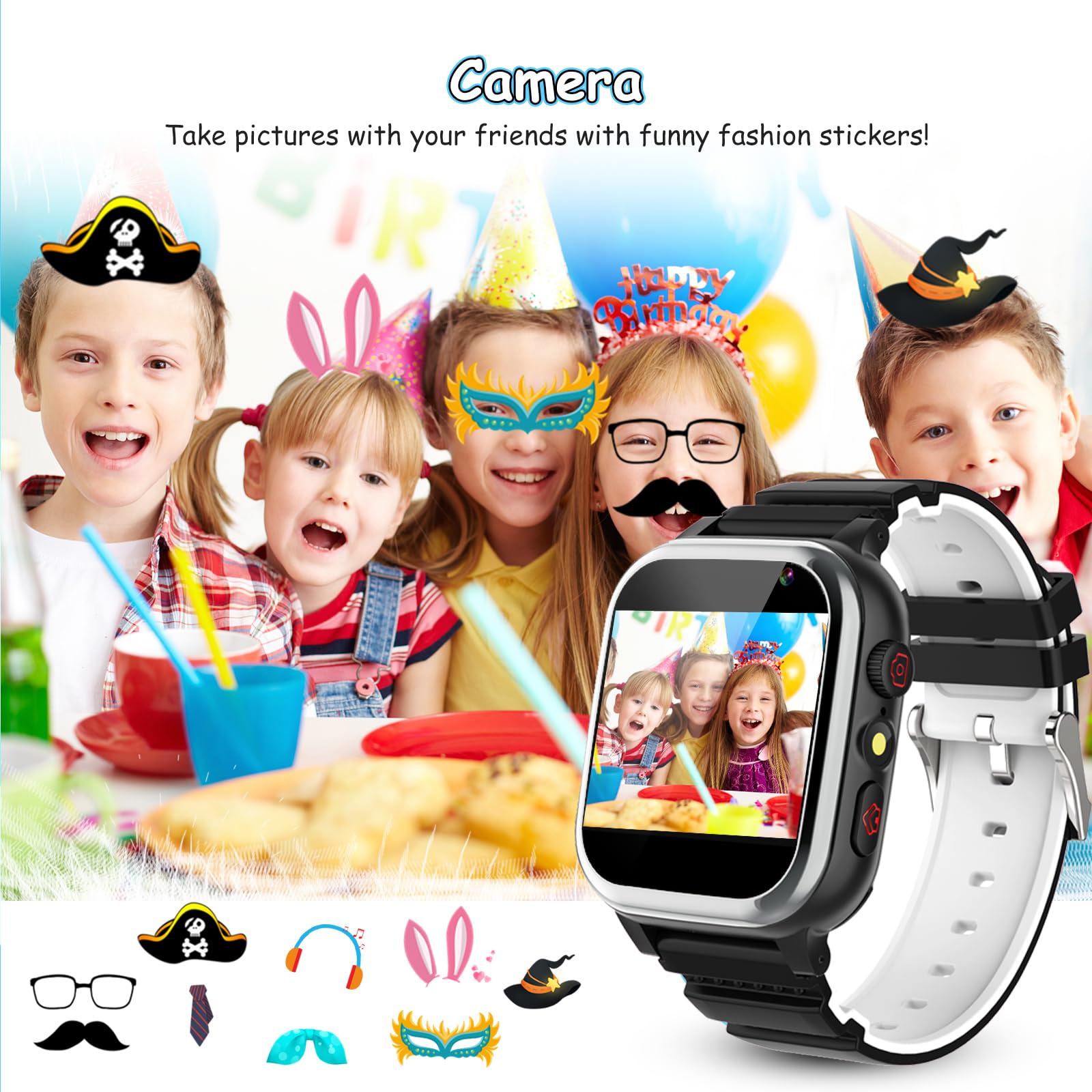 Kinder Smartwatch, Smartwatch Kinder Telefon mit SIM Karte Anruf SOS 26 Spiele Kamera Musik MP4 Schrittzähler Wecker Taschenlampe Recorder, Kinderuhr für Jungen Mädchen Student 4-12 Jahre Geschenk