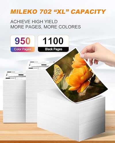 Miniatura 3 de MILEKO 702XL - Cartuchos de tinta remanufacturados de repuesto para impresora Epson 702XL 702 702 XL T702XL con Workforce Pro WF-3720 WF-3730