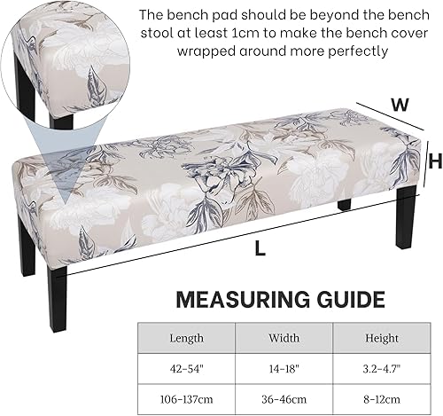 Vista 95 de SearchI Funda para banco de comedor, fundas largas elásticas y lavables para asiento de banco de banco rectangular, para comedor, sala de estar