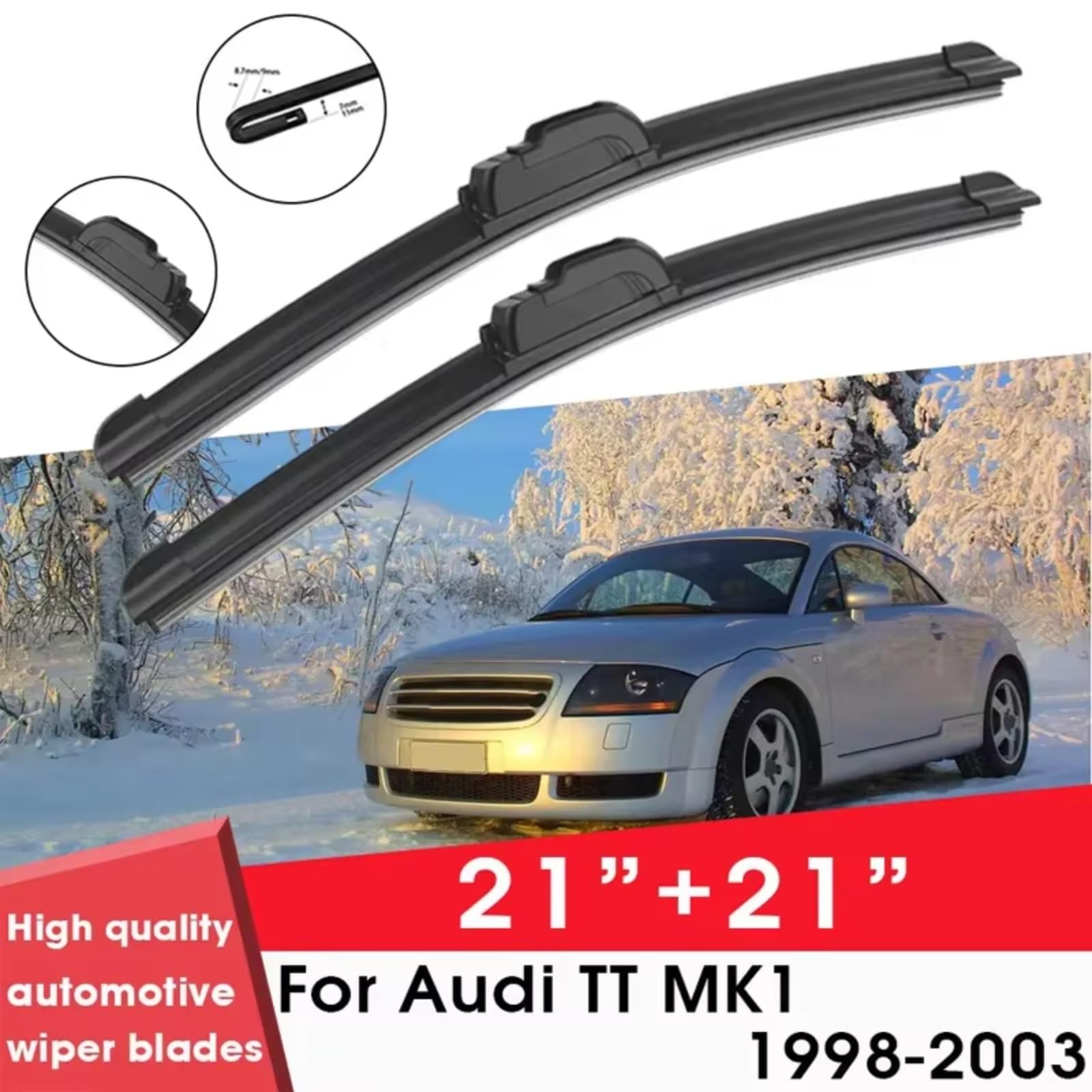 Escobillas Silen Compatible Con TT Para MK1 1998 1999 2000 2001 2002 2003 21" + 21" Parabrisas Limpiaparabrisas Goma Natural Accesorios Para Limpiaparabrisas Escobillas Limpiaparabrisas