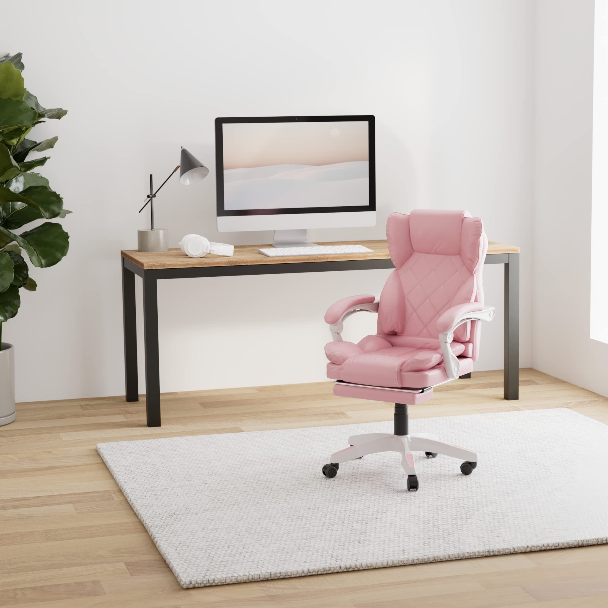 Designerskie krzesło biurowe, fotel biurowy, fotel szefa, relaks i Home Office, kolor: różowy
