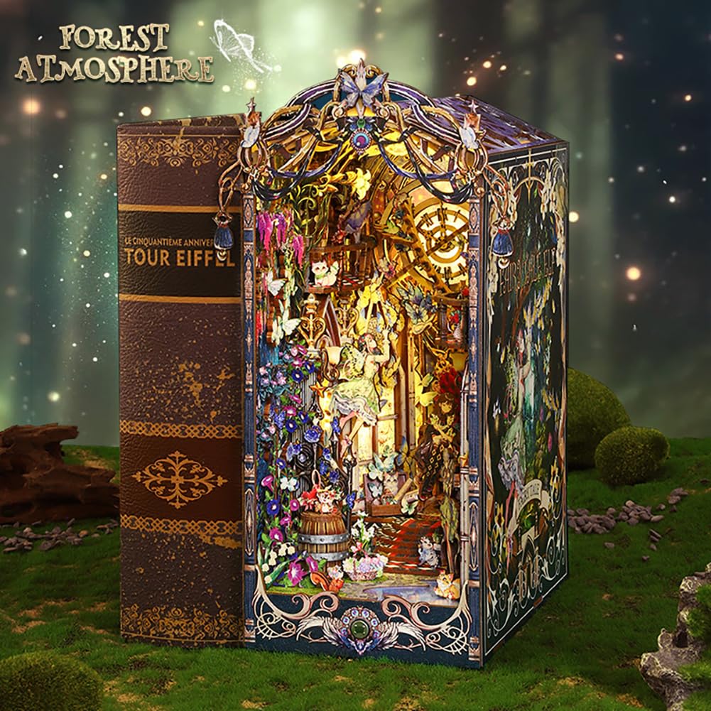 Zestaw do samodzielnego wykonania, miniaturowy domek dla lalek, zestaw książek 3D, drewniane puzzle, regał na książki, dekoracja z oświetleniem LED, dla nastolatków i dorosłych