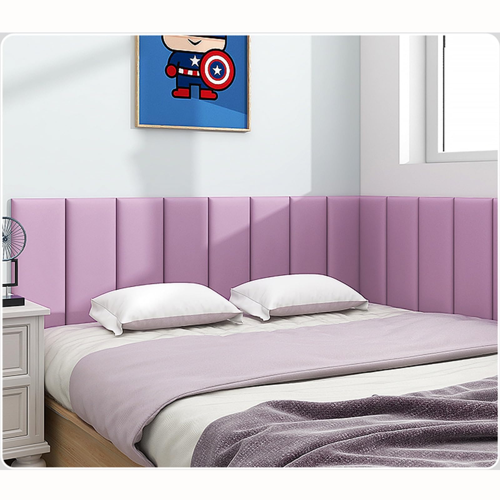 Odklej i przyklej Backsplash antykolizyjne wyściełanie ścienne dla dzieci, panele boazeryjne 3D, wyściełane panele ścienne dla dzieci z autyzmem, zagłówek typu „zrób to sam” Queen, tapicerow
