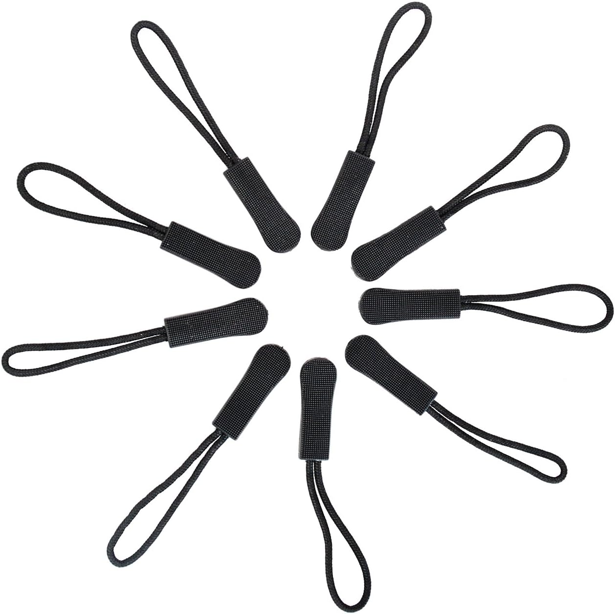 Zipper Pulls 10pcs Black Nylon Cord Zipper Pulls Fits/Zipper Fixer with Non-Slip Gripper - Image 2