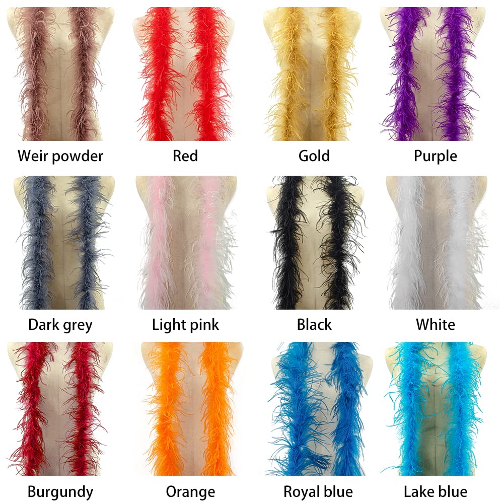 Boa En Plumes D'autruche 2 Mètres - Écharpe Charleston Années 20 Pour Costumes, Carnaval, Fêtes à Thème