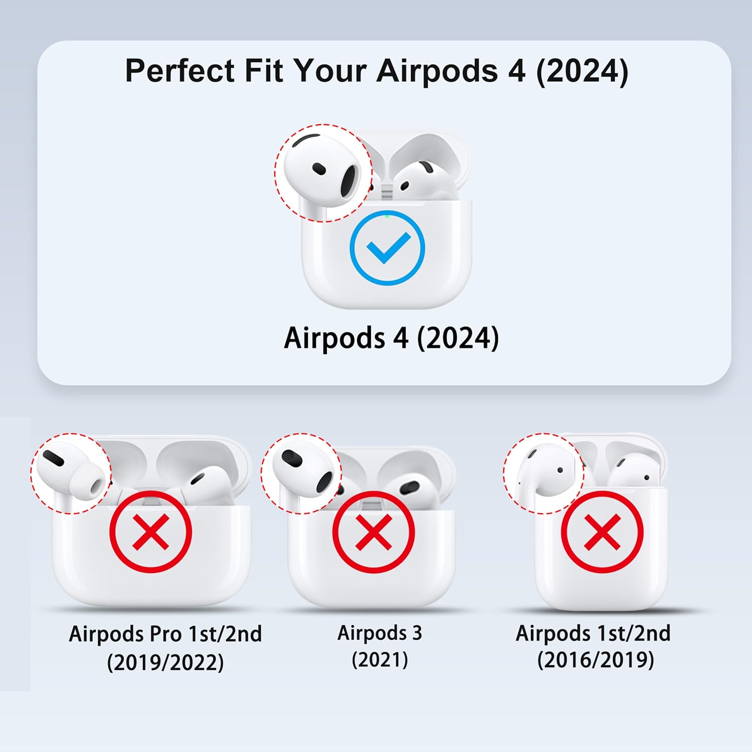 Valkit Compatible AirPods 4th Gen Case Cover, Soft TPU Protective Case with Cleaner Kit, Shockproof with Keychain - Clear Blue - Image 8