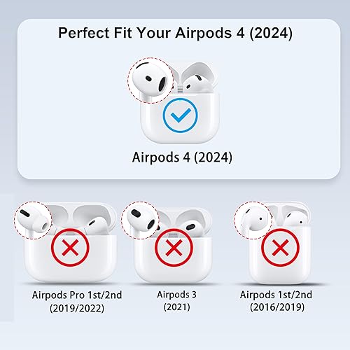 Vista 8 de Maxjoy Funda para AirPods 4 con cerradura, funda para AirPods de 4ª generación con kit de limpieza, a prueba de golpes, funda protectora para Azul