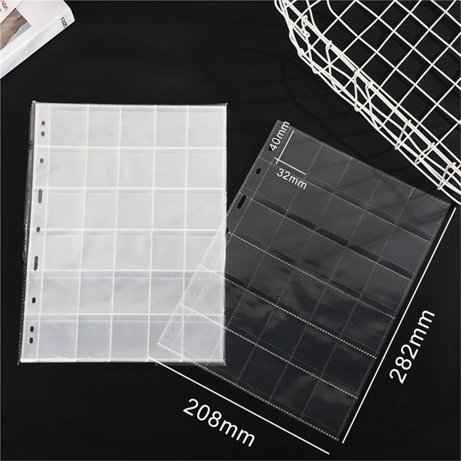 Album Monedas A4 9 Holes 30 Pockets Clear DIY Photo Album Replaceable Inner Pages for Coin Collectors,PP Material Sleeves Collect Book(30 Sheets)