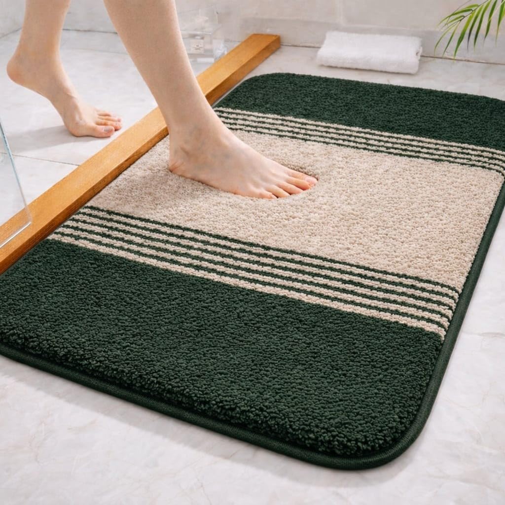 hownice doormat for bedroom,bathroom,kitchen,living room,home entrance,room mats,foot mats,floor mat main door,rug,non slip mat,door mate,fluffy door mat,door matt (stripe mat beige green)