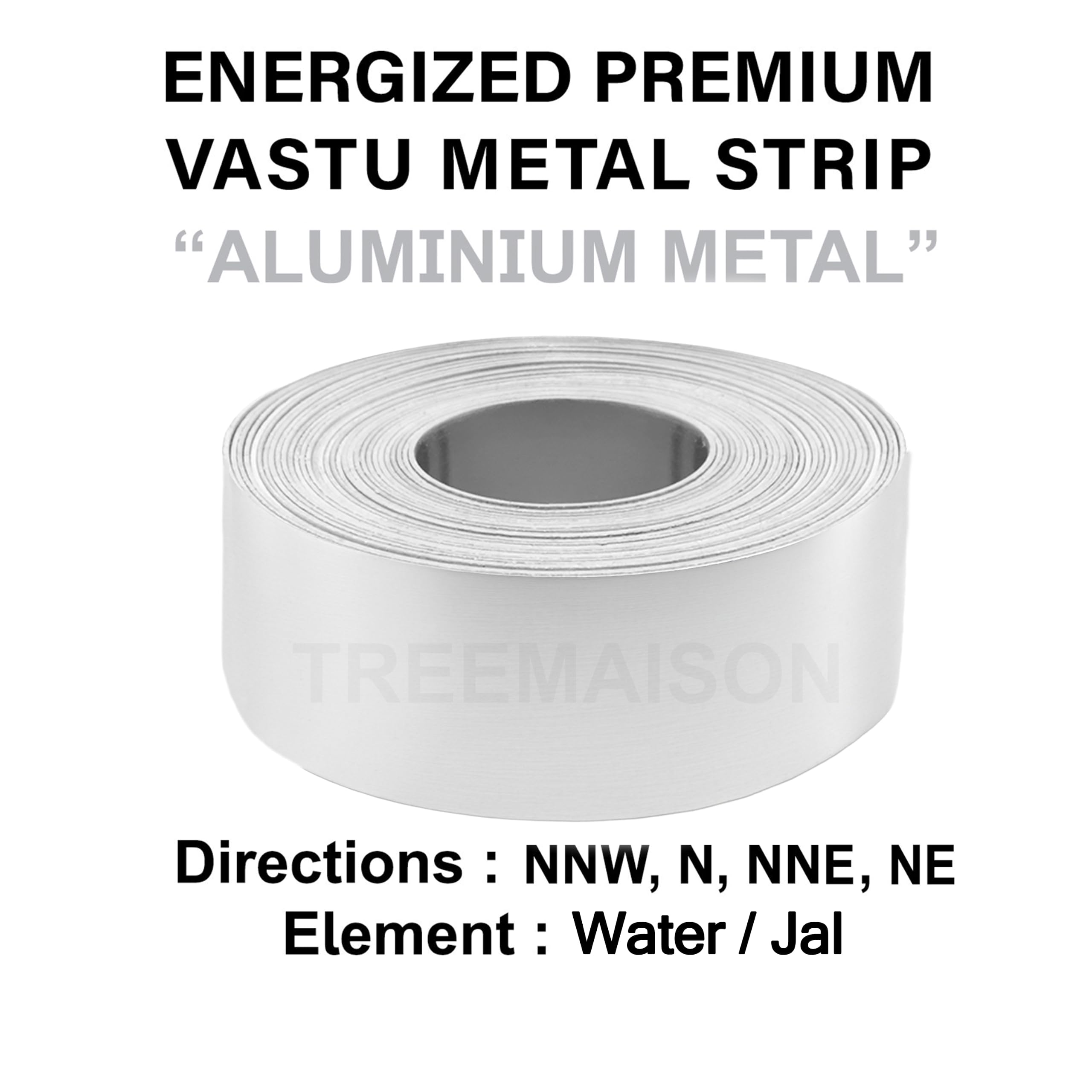 TREEMAISON Aluminium Strip | Width-0.5inch, Thickness-0.3mm, Length-8 Feet Approx | Vastu Aluminium Strip for Entrance, Toilet Correction and Zone Balancing | Vastu Strip Remedy | Pack of 1 | 2