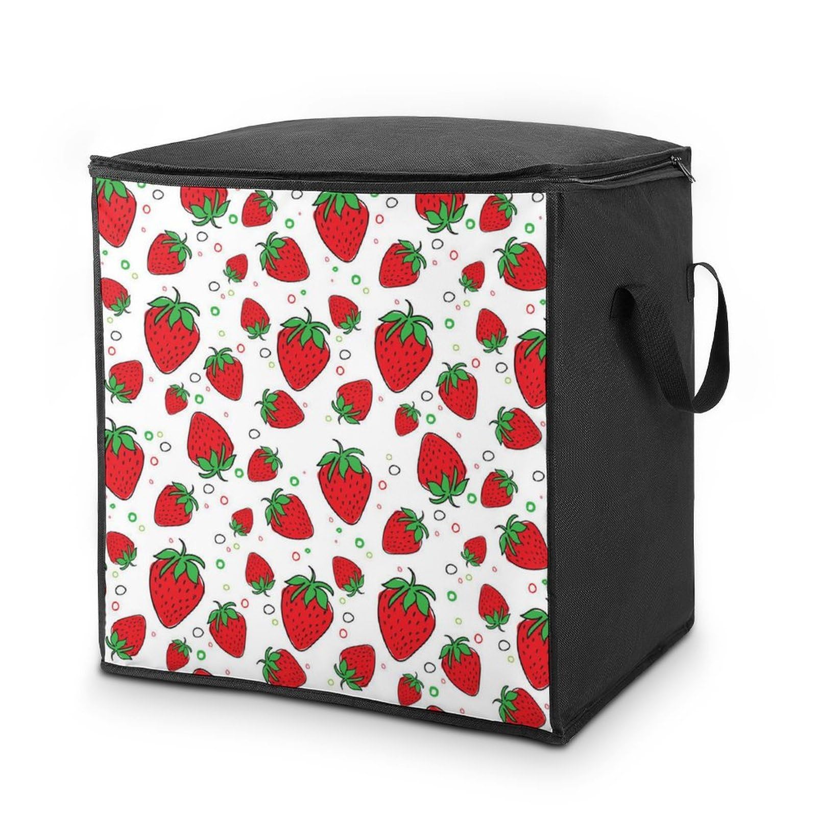 Lyfthologen 70L Storage Bags, Strawberry Storage Box with Lid Zipper And Handles, Clothes Bags for Quilt, Blankets, Bedding