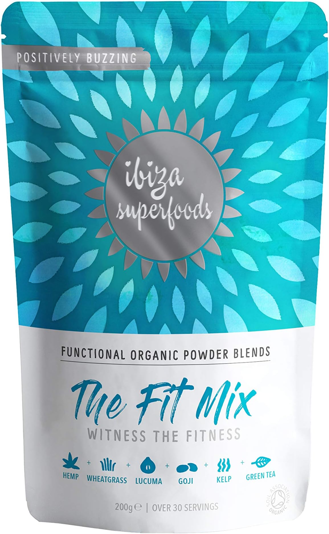 The Fit Mix Premium Blend Certified Organic Super Greens Super Food Powder Vegan Alkalising – Wheatgrass, Green Tea Extract, Kelp, Iodine = Healthy Thyroid & Metabolism Over 30 Servings 200g