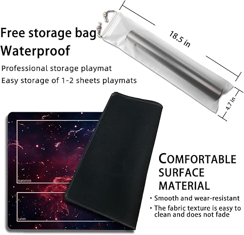 Miniatura 2 de Malqiqi Tapete de juego para MTG, con bolsas de almacenamiento gratis, tapete de juego de 24 x 14 pulgadas, TCG y tapete de juego de mesa para