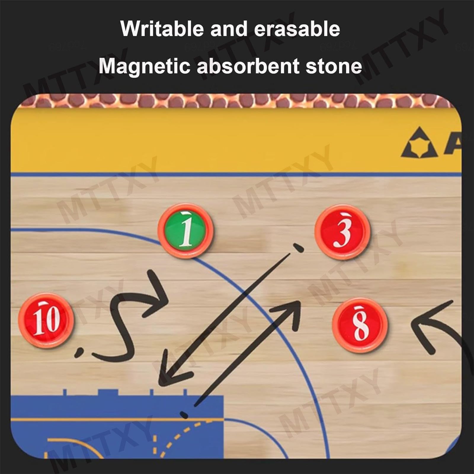 Lavagna tattica da basket per allenatori, 53x32 cm, superficie cancellabile a secco, lavagna a doppia faccia per l'allenamento e le partite, con pennarello magnetico e clip per appunti.