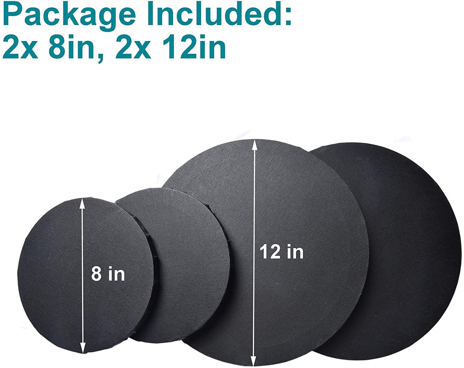 Artrina Round Canvas, 4pcs Professional Stretched Circle Canvas Board for Painting, Acrylic Pouring - 12'' & 8'' (Black) 1