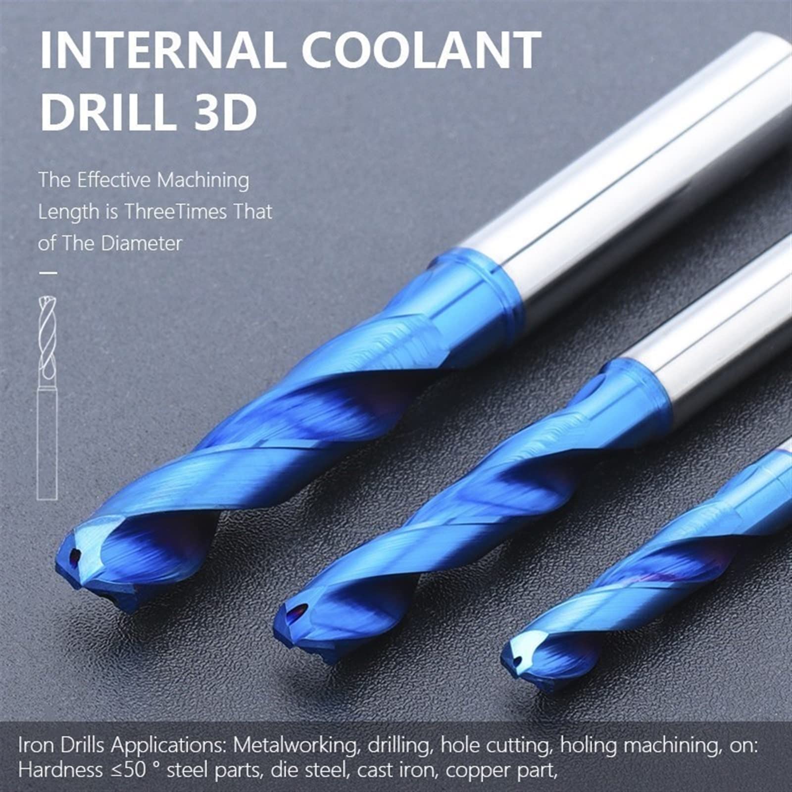 Wiertło 3D z twardego metalu 3-12 mm wewnętrzne wiertło chłodzące wiertło spiralne niebieska powłoka wiertło do metalu 1 szt. (kolor: 4,8 x 6 x 28 x 66 l)