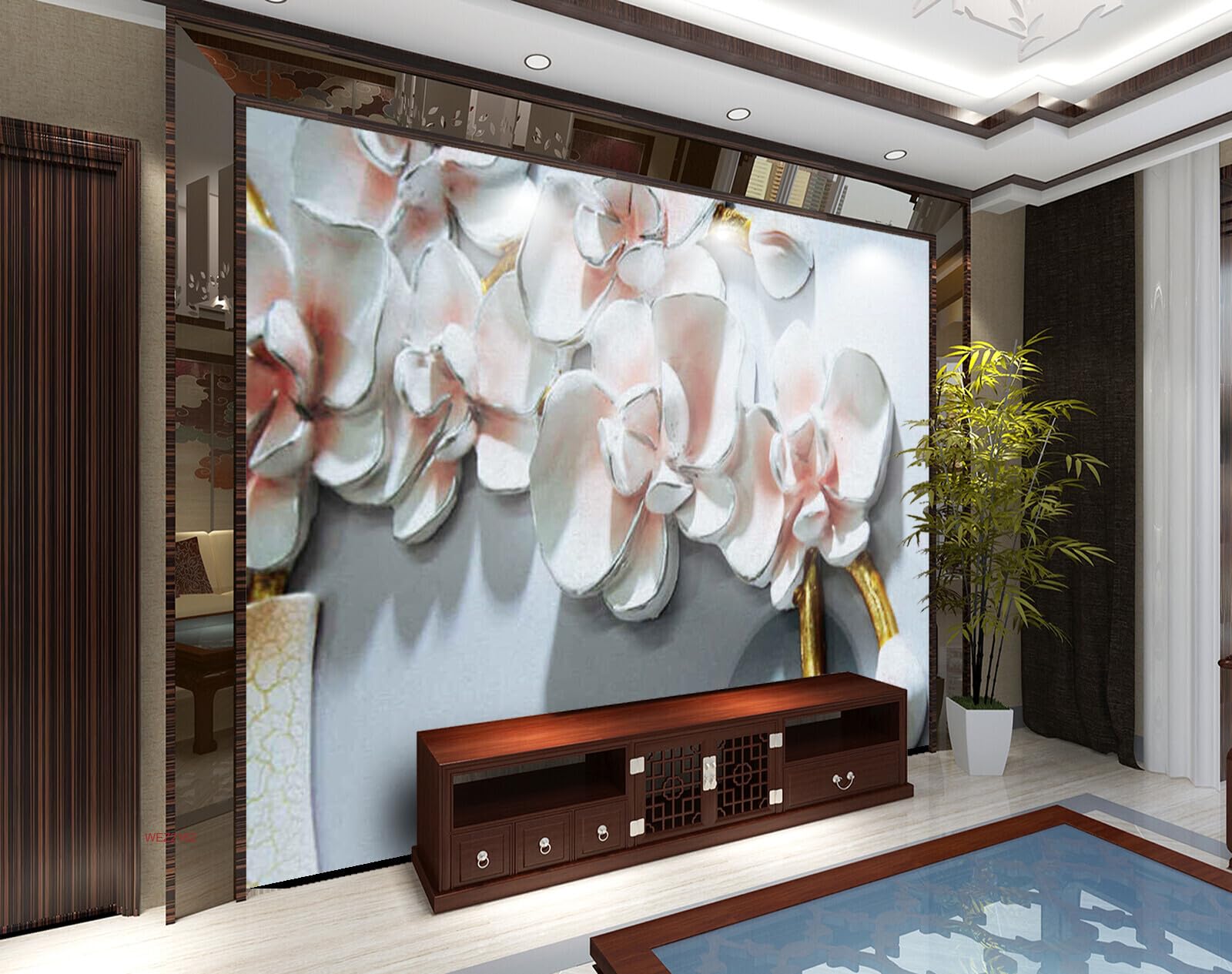 Wall26 - WEZ2162 Decorative Rose Heyday Rise Flowers Beautiful Cosmetic HD 3D Wall Sticker[8 ft x 6 ft] / [244 cm x 183 cm]