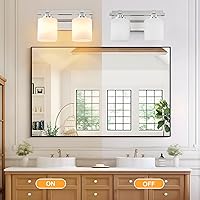 Vista 7 de 2 Light Modern Bathroom Light Fixtures Over Mirror, Chrome Vanity Lights for Bathroom Wall Sconces with Milky White Glass Shades, E26 Socket