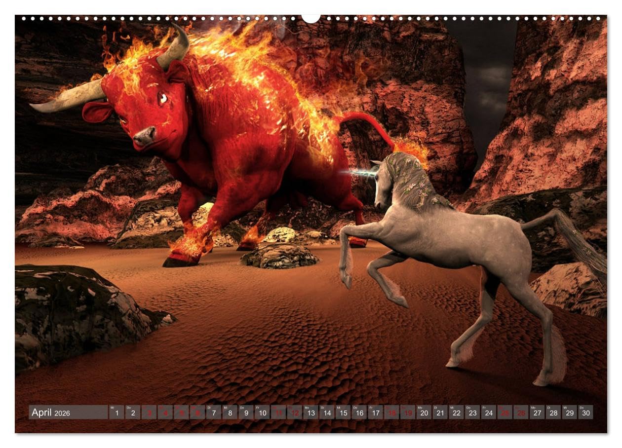 Helden, Drachen und Magie (Wandkalender 2026 DIN A2 quer), CALVENDO Monatskalender: 12 wundervolle Fantasybilder, die sie durch das Jahr begleiten. (CALVENDO Kunst)