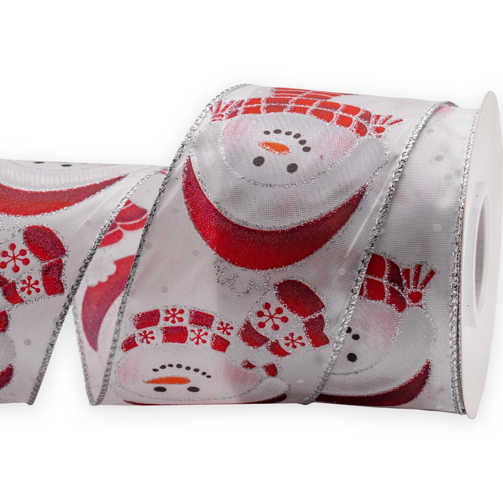 HATIANGE Wired Satin Ribbon Christmas Snowman for Home Decor Gift Wrapping, DIY Crafts, 6.3CM x 10 Meters per roll - Image 4