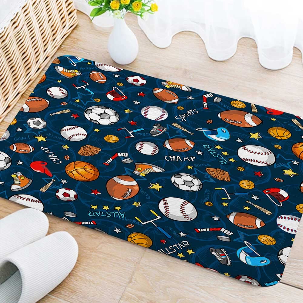 Amazon.com: JAWO Sport Bath Mat, Boys Basketball Football Bathroom