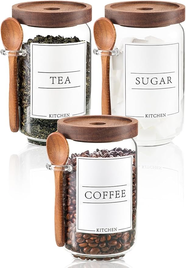 KOSKIMER Glass Coffee Jars (25oz)