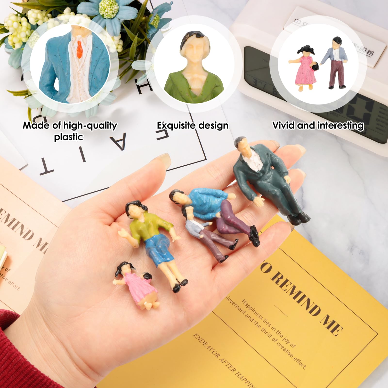 14 sztuk miniaturowych figur w różnych pozach, malowane modele figur do modelarstwa w skali różne pozycje miniaturowe ludzi 1:25 Stojące i siedzące figurki ludzi model architektoniczny