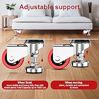 Vista 4 de Ruedas giratorias de placa de nivelación de 3 pulgadas con almohadilla de pie de nivelación antivibración ajustable, ruedas giratorias resistentes